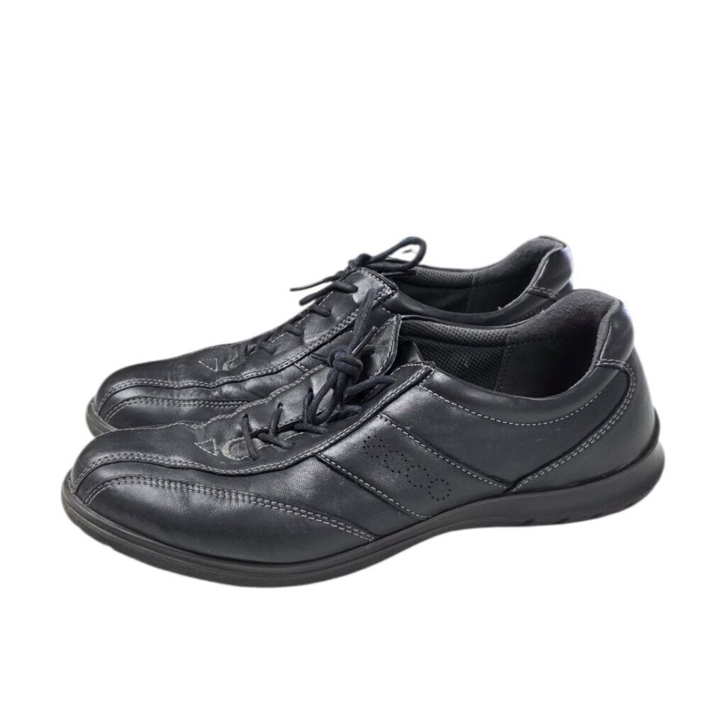 Ecco Black Leather Sneakers, Comfort, Womens 40 / US 9-9.5, Lace Up Runners